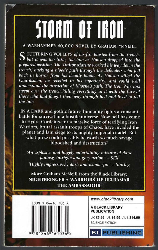 Storm of Iron (Warhammer 40,000) back cover