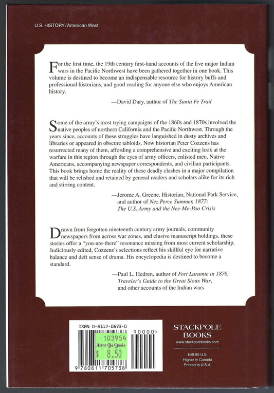Wars for the Pacific Northwest (Eyewitnesses to the Indian Wars, 1865-1890) by Peter Cozzens back cover