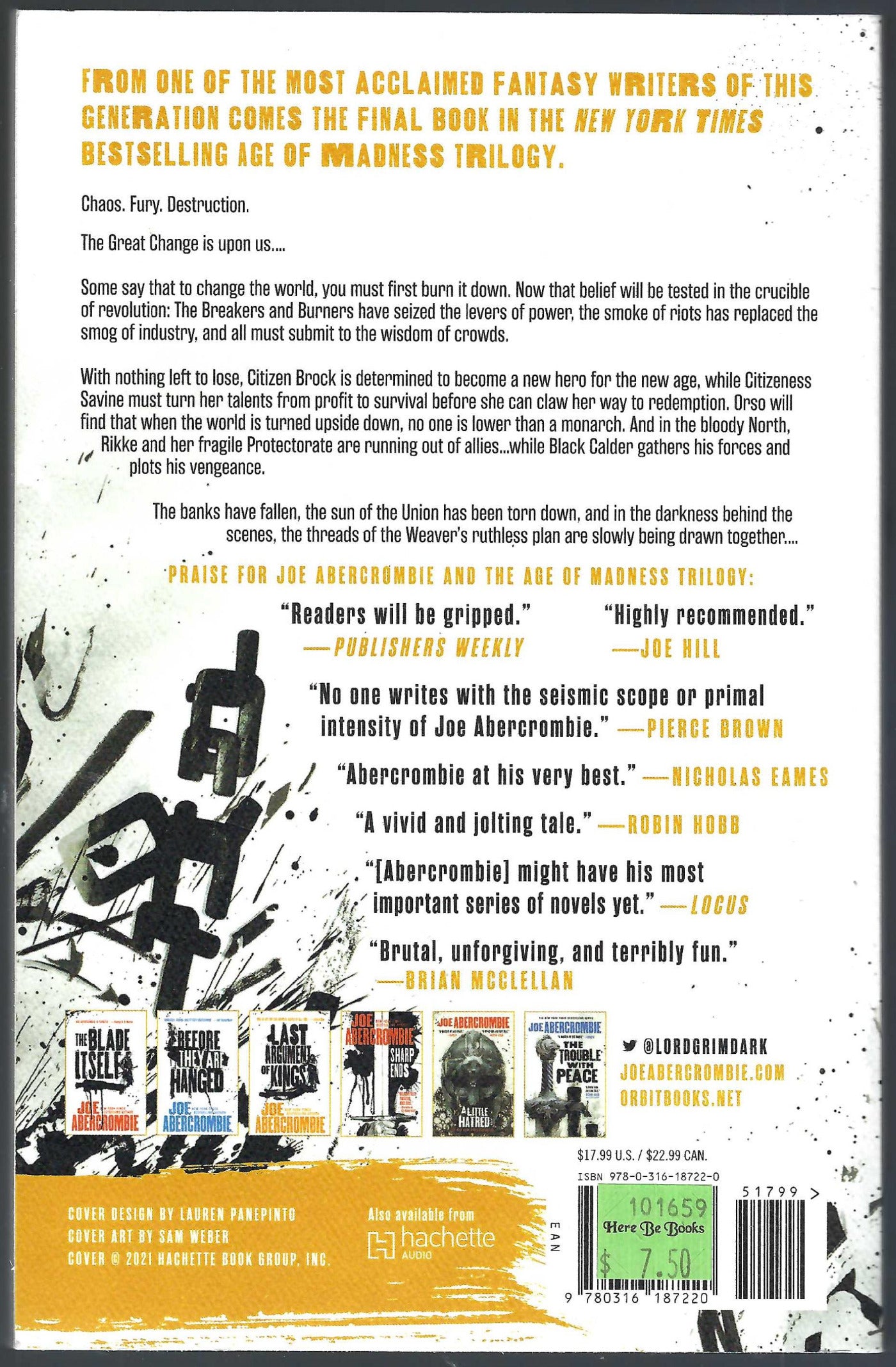The Wisdom of Crowds by Joe Abercrombie back cover