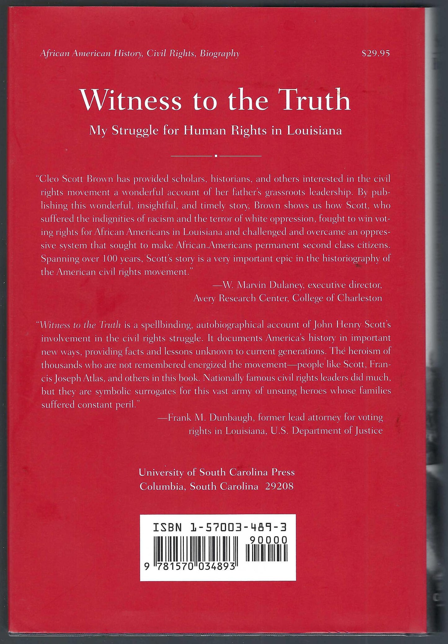 Witness to the Truth back cover