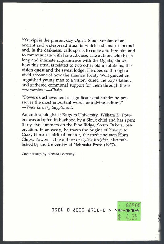 Yuwipi: Vision and Experience in Oglala Ritual back cover