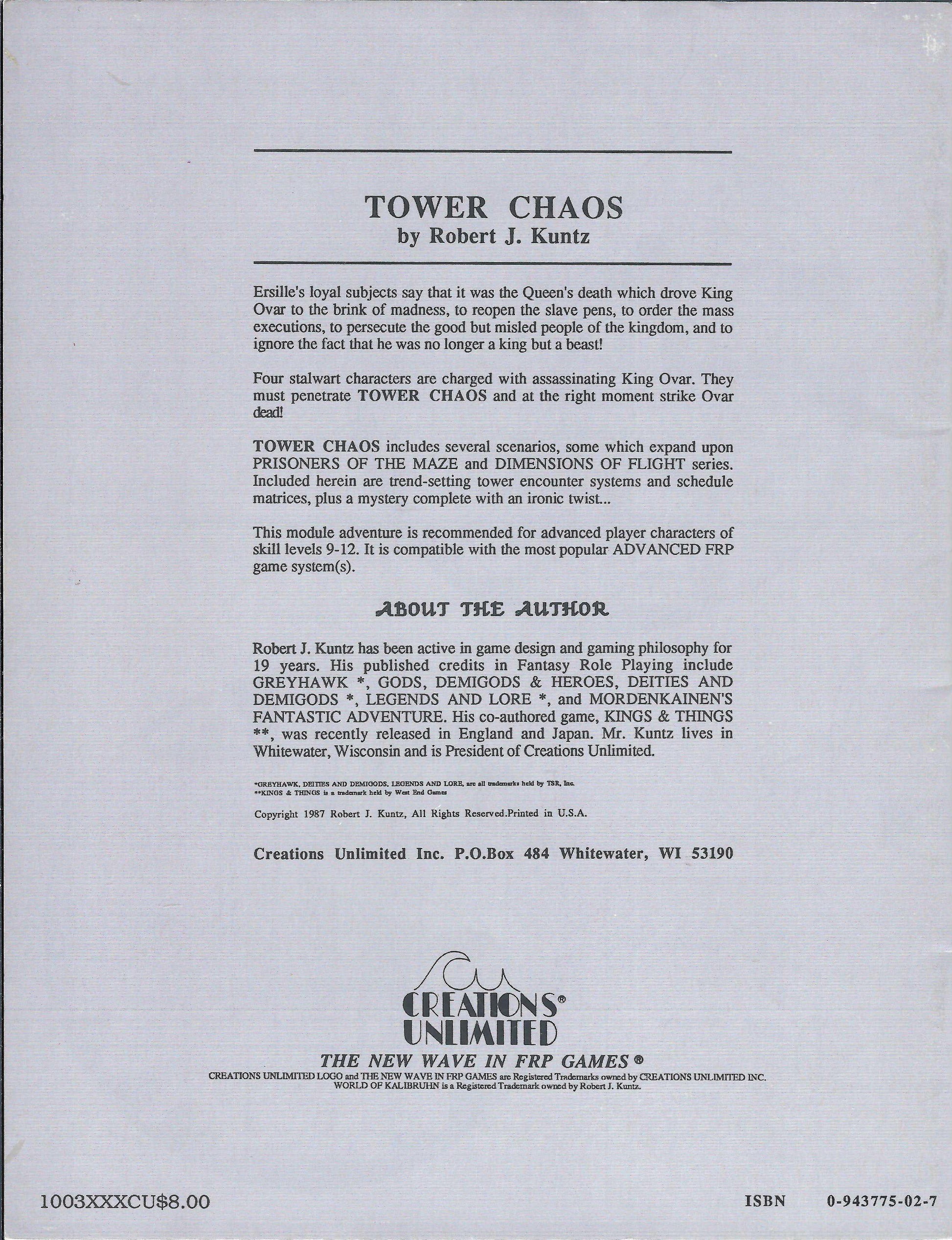 Tower Chaos (Maze of Zayne part 3) back