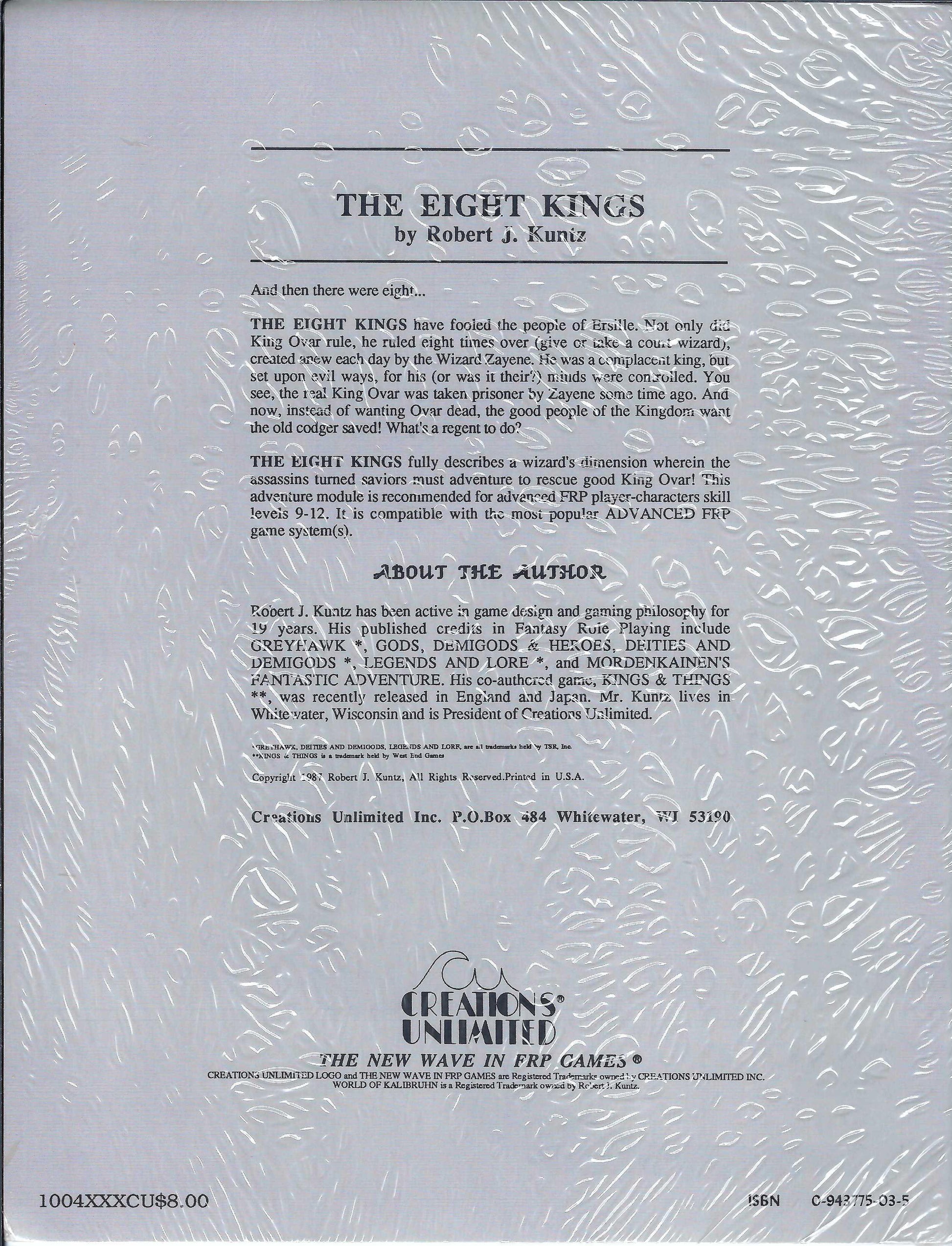 Eight Kings (Maze of Zayne part 4) back