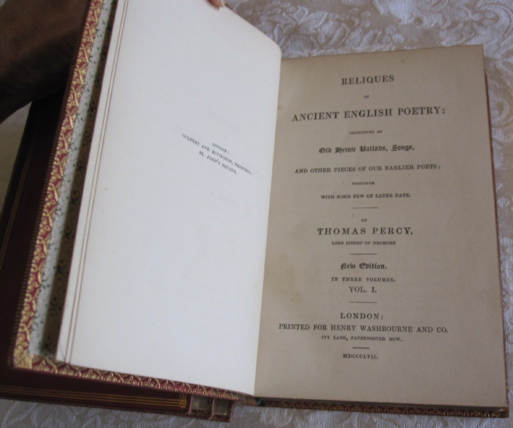 Reliques of Ancient English Poetry: consisting of old heroic ballads, songs and other pieces (3 volumes) by Thomas Percy