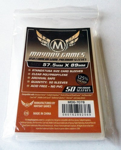 Mayday Premium 50 Clear USA Chimera Card Sleeves 57.5 x 89mm Mayday Premium 50 Clear USA Chimera Card Sleeves 57.5 x 89mm