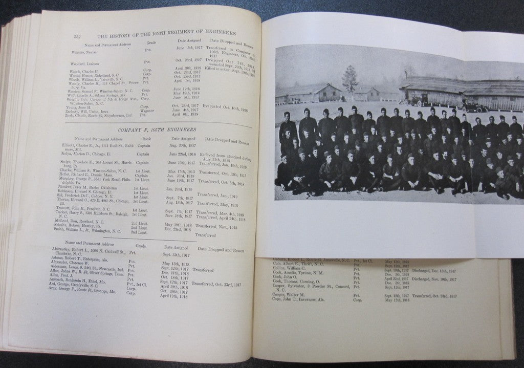The History Of The 105th Regiment Of Engineers, Divisional Engineers Of The Old Hickory 30th Division inlaid photo