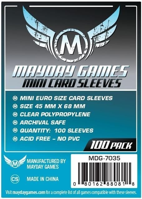 Card Sleeves: Mini Euro Size (Blue) 45mm x 68mm - 100 pack