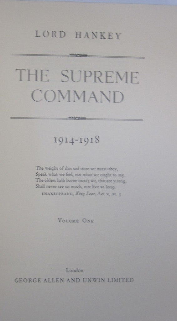The Supreme Command 1914-1918 Vol 1 - title page