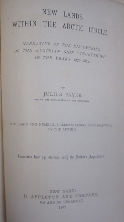 Australian Artic Voyage 1872-1874 title page