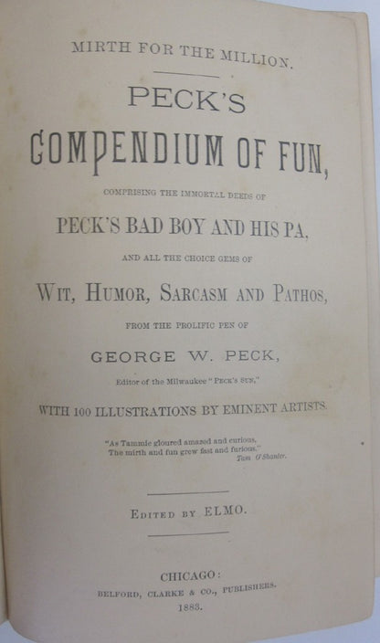 Peck's Compendium of Fun by George Peck title page