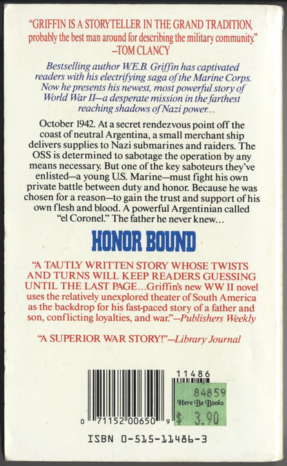 Honor Bound by W.E.B. Griffin back cover