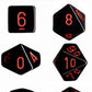 Polyhedral Dice Set: Opaque 7-Piece Set (box) - black with red