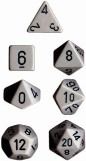 Polyhedral Dice Set: Opaque 7-Piece Set (box) - grey with black
