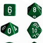 Polyhedral Dice Set: Opaque 7-Piece Set (box) - green with white