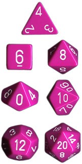 Polyhedral Dice Set: Opaque 7-Piece Set (box) - light purple with white