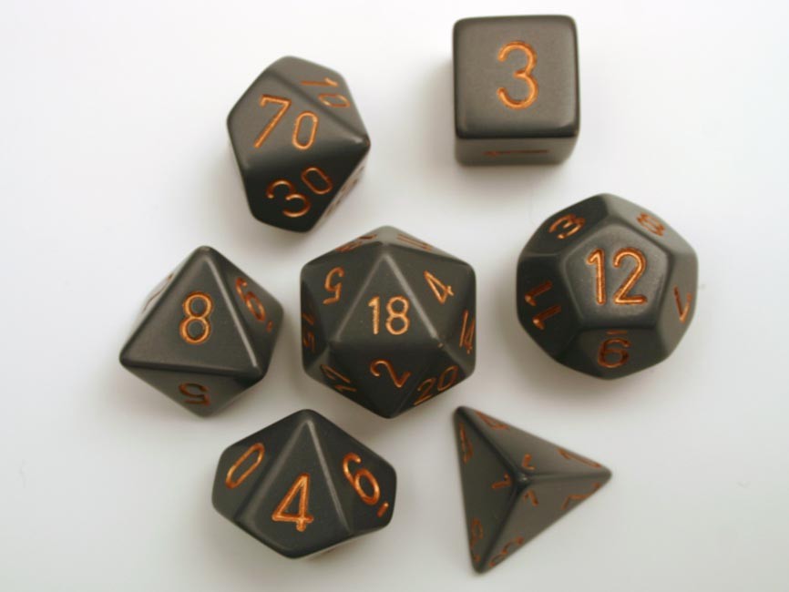 Polyhedral Dice Set: Opaque 7-Piece Set (box) - dark grey with copper