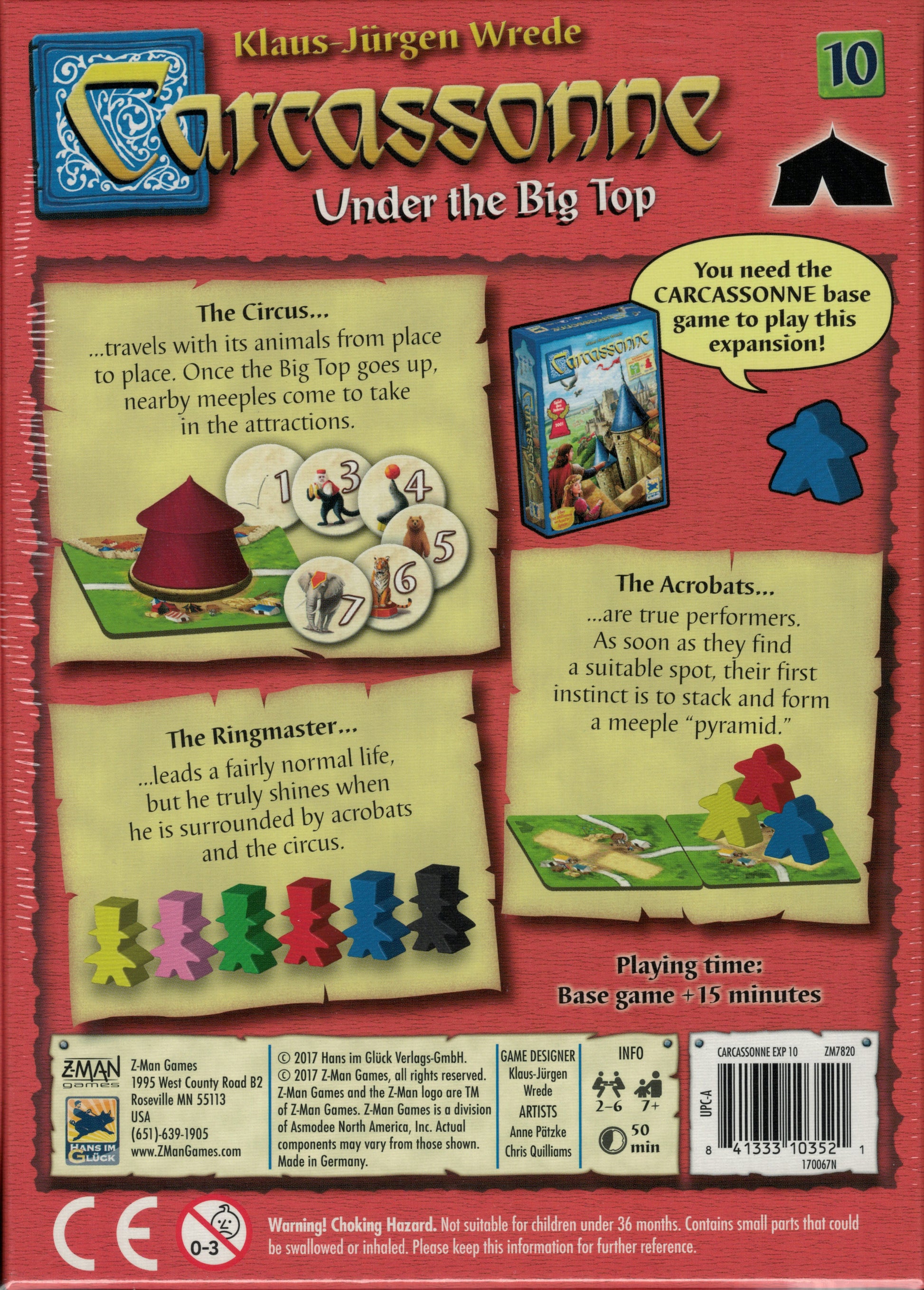 Carcassonne: Under the Big Top (Expansion 10) back of box