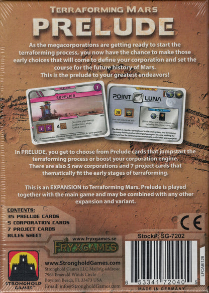 Terraforming Mars: Prelude expansion back of box