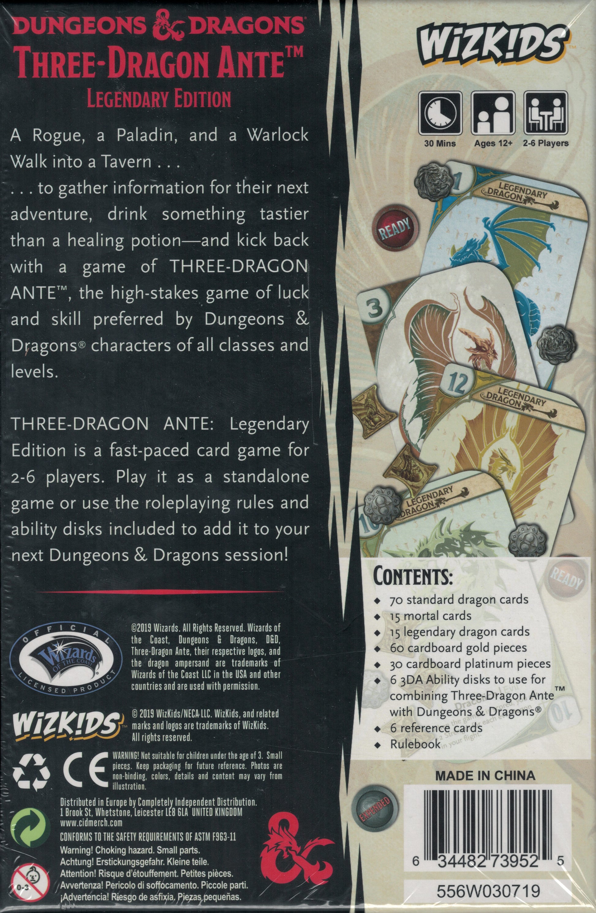 Three-Dragon Ante: Legendary Edition back of box