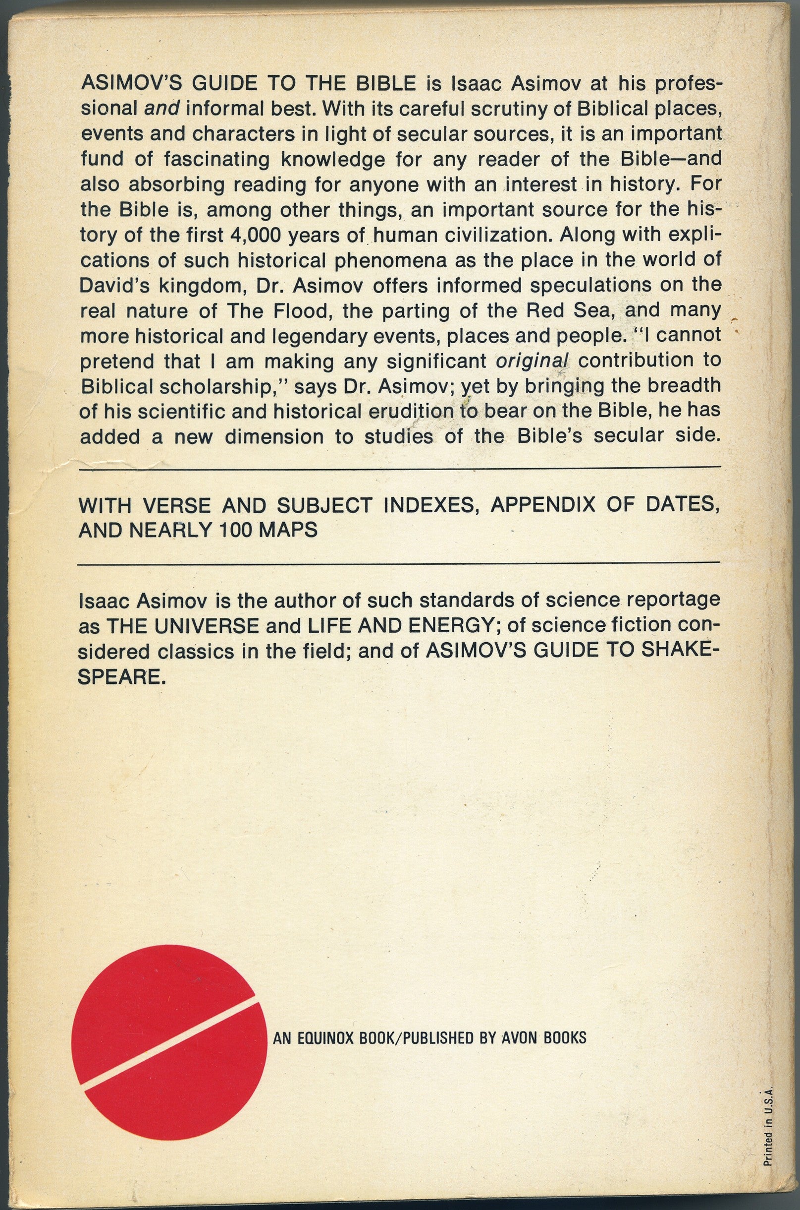 Asimov's Guide to the Bible: The Old Testament back cover