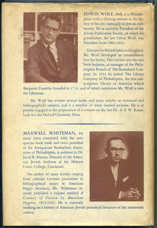 History of the Jews of Philadelphia back cover