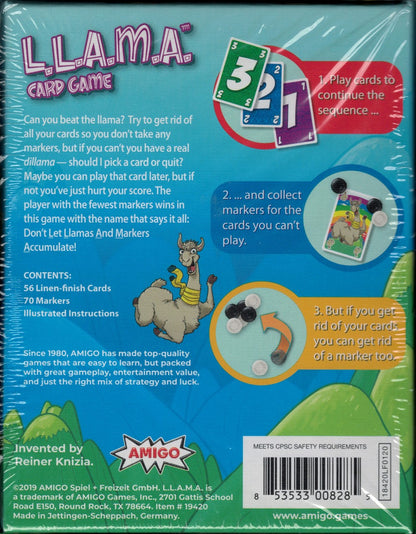 L.L.A.M.A card game back of box