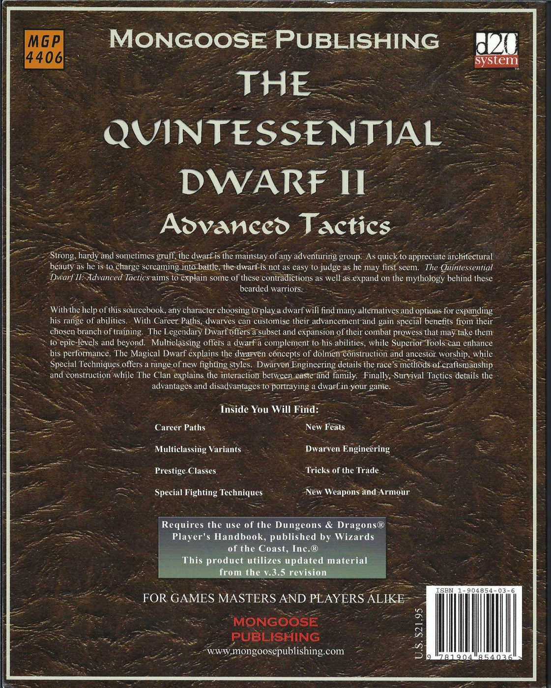 Quintessential Dwarf II: Advanced Tactics (Dungeons & Dragons d20 3.5)