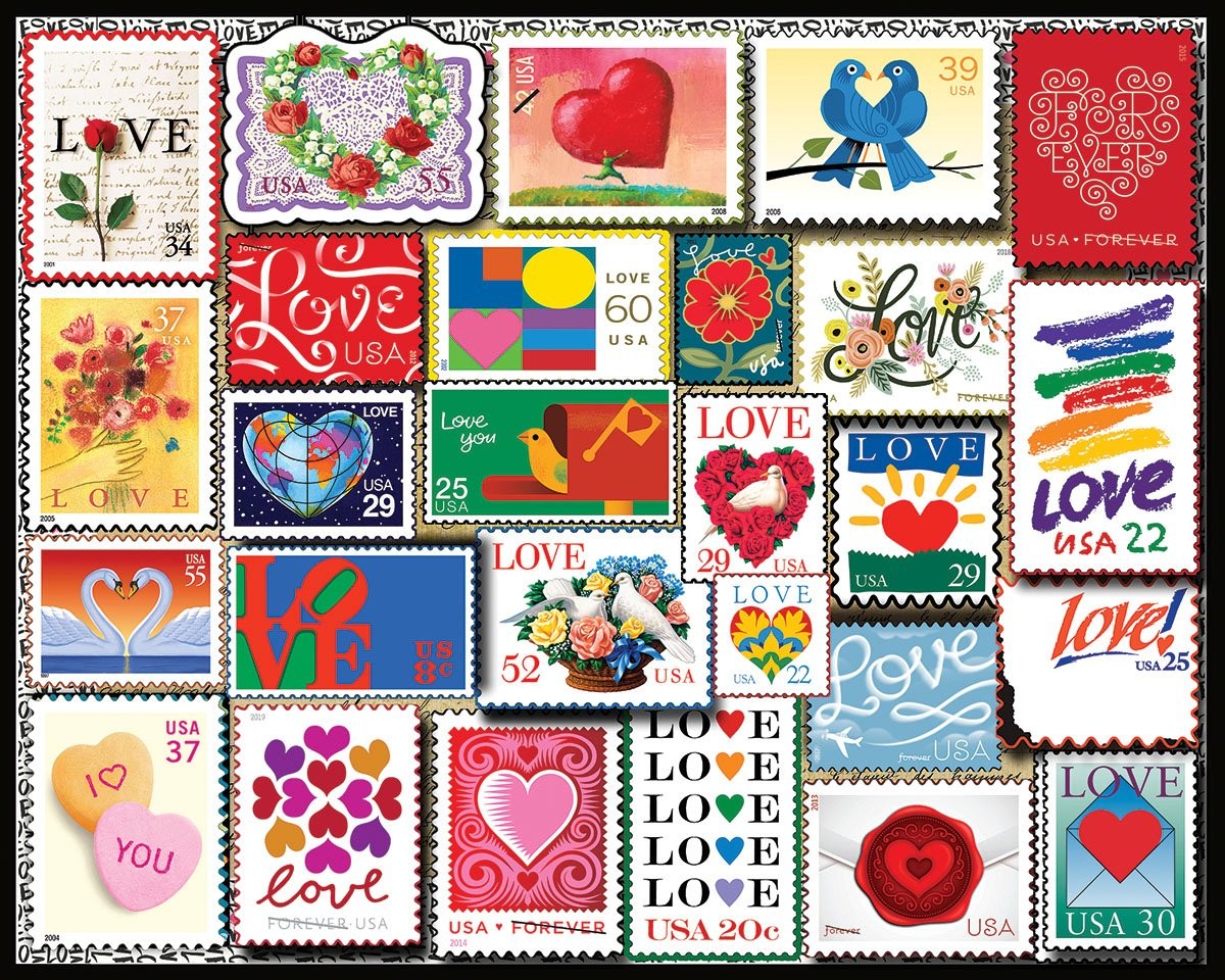 Love Stamps 1000 Piece Jigsaw Puzzle image