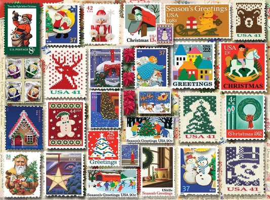 Christmas Stamps 1000 Piece Jigsaw Puzzle image