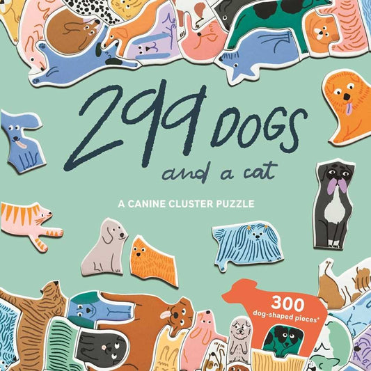299 Dogs and a Cat 300 Piece Round Cluster Jigsaw Puzzle cover