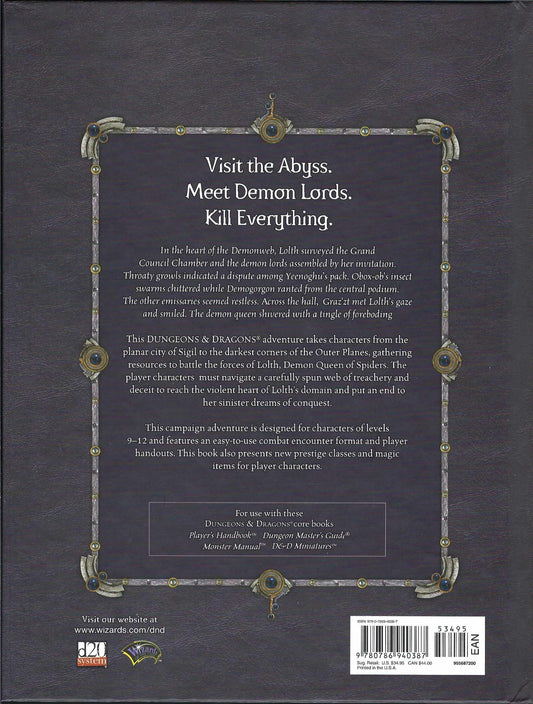Expedition to the DemonWeb Pit back of book
