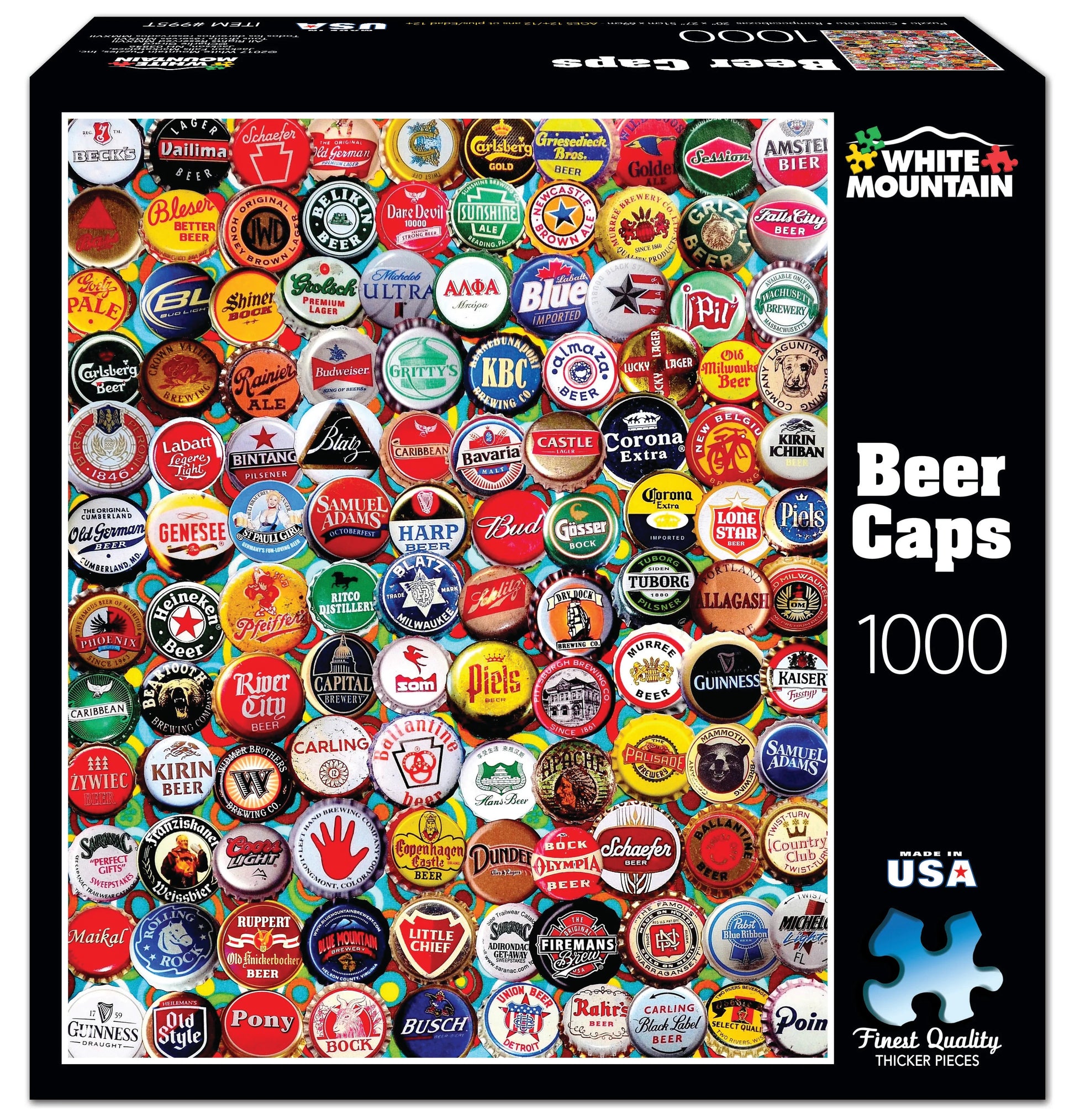 Beer Caps 1000 Piece Small Format Jigsaw Puzzle by White Mountain Puzzles