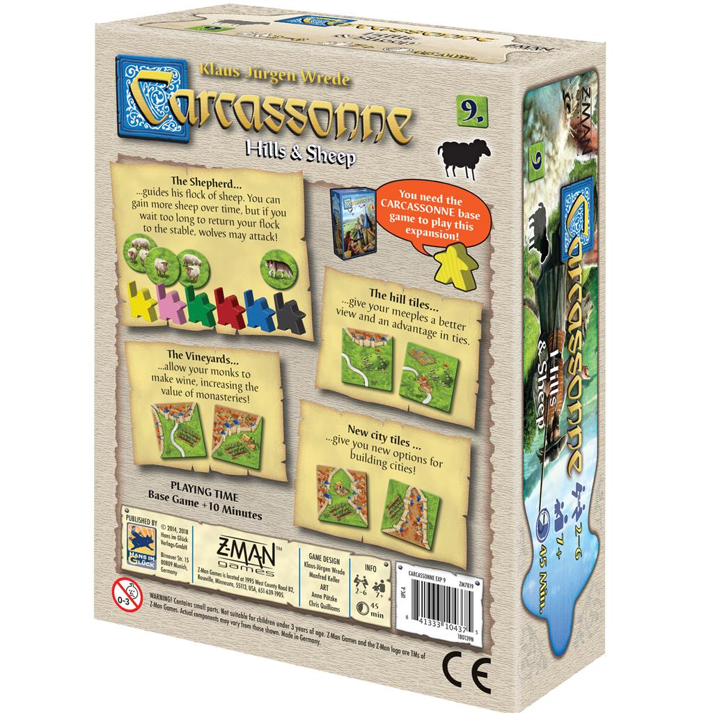 Carcassonne: Hills & Sheep back of box