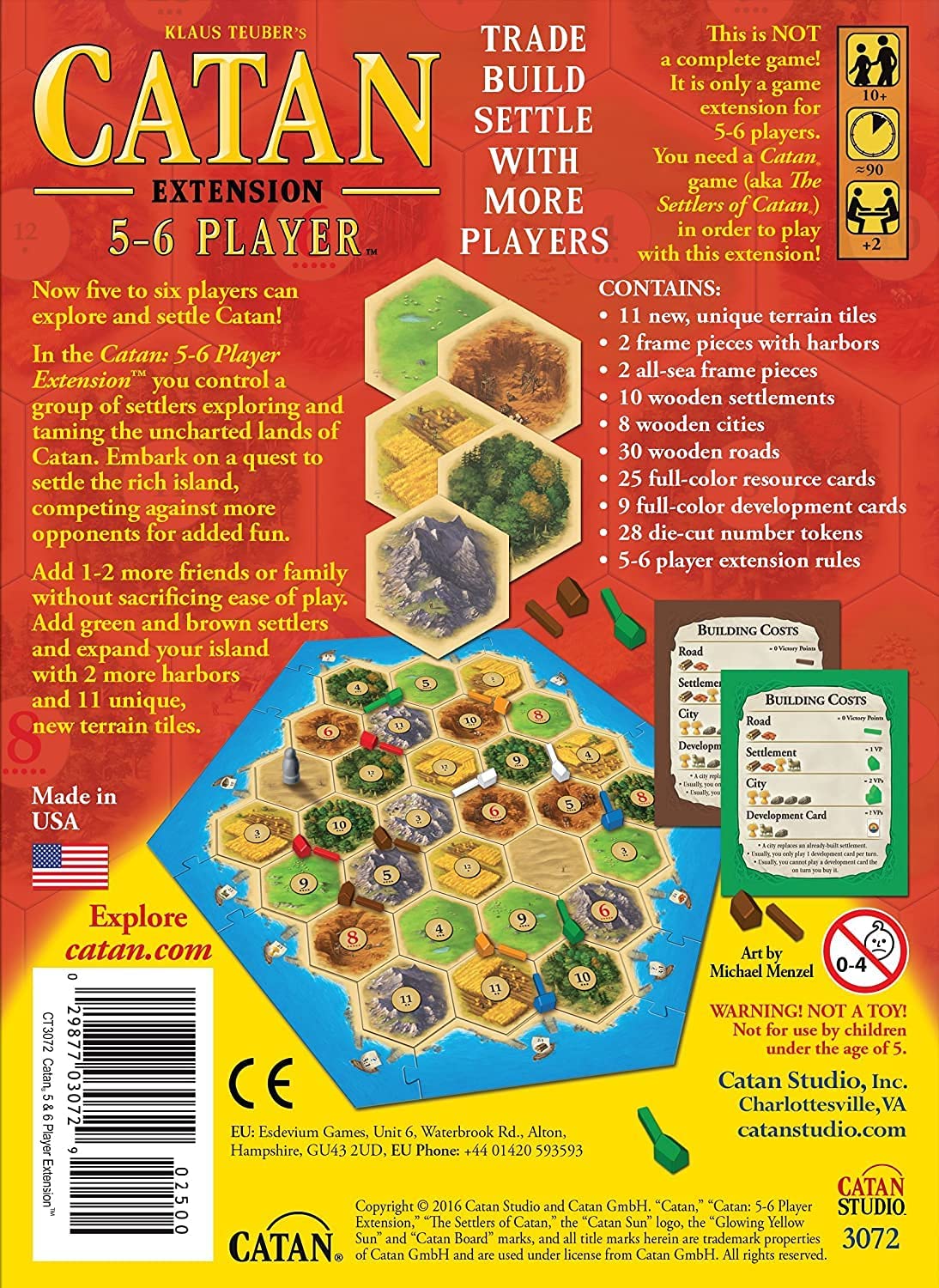 Catan 5-6 Player Extension (5th Edition) back of box