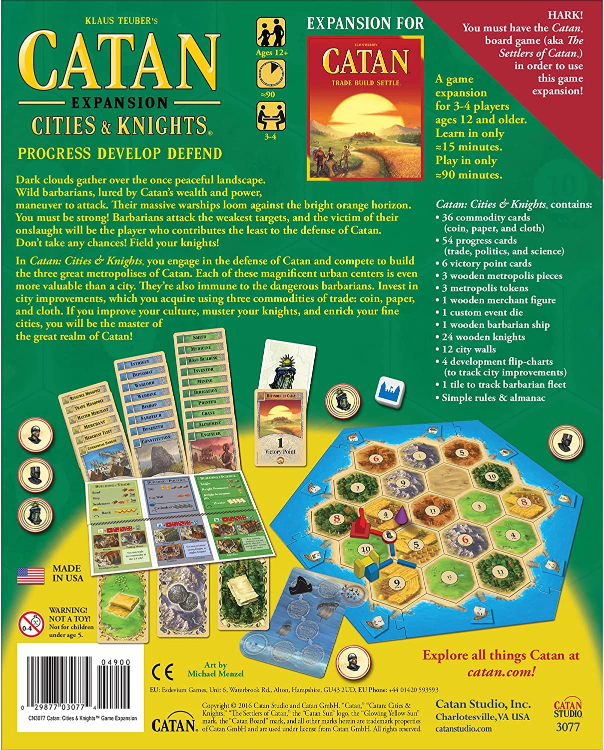 Catan: Cities & Knights (5th Edition Expansion for Catan) back of box