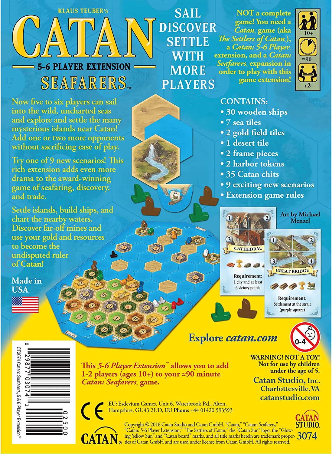 Catan: Seafarers 5-6 Player Extension (Expansion for Catan, 5th Edition) back of box