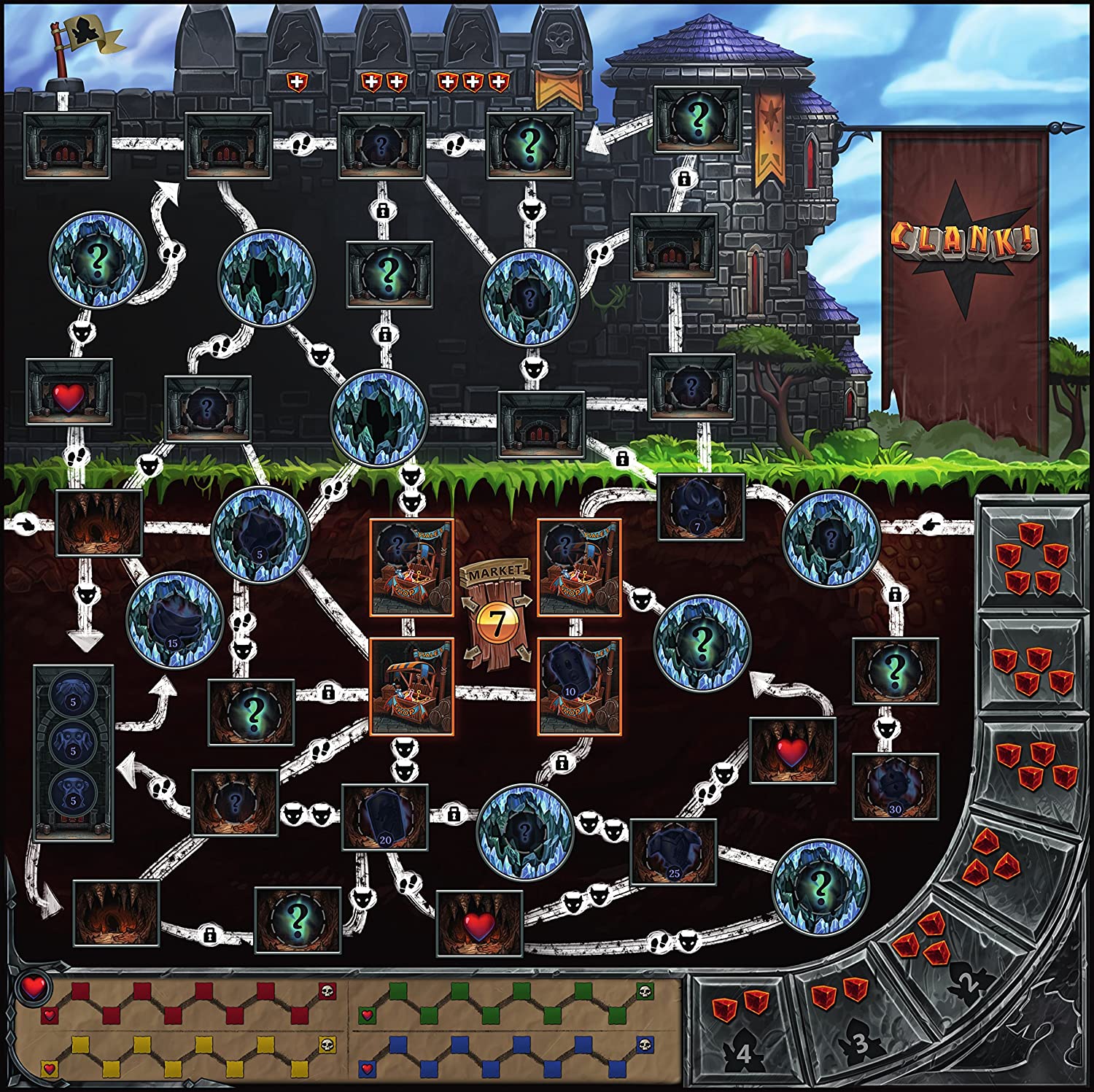 Clank! A Deck-Building Adventure game board