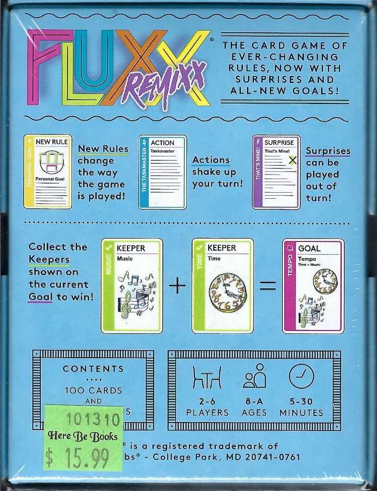 Fluxx Remixx back of box