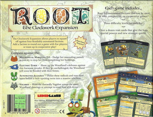 Root: The Clockwork Expansion back of box