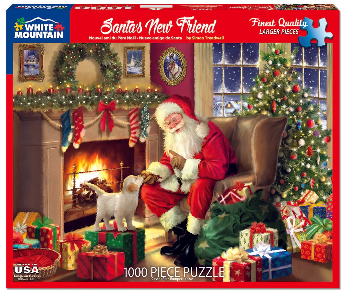 Santa's New Friend 1000 Piece Jigsaw Puzzle by White Mountain Puzzles