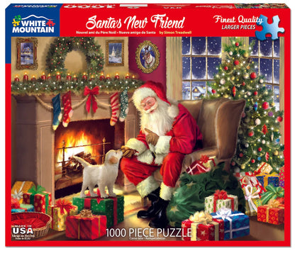 Santa's New Friend 1000 Piece Jigsaw Puzzle by White Mountain Puzzles