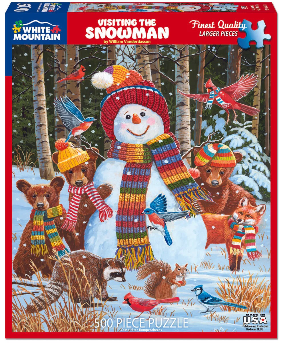 Visiting The Snowman 500 Piece Jigsaw Puzzle by White Mountain Puzzles
