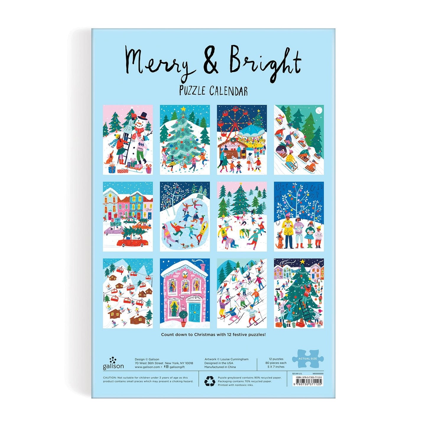 Back of Merry & Bright Advent Puzzle Calendar